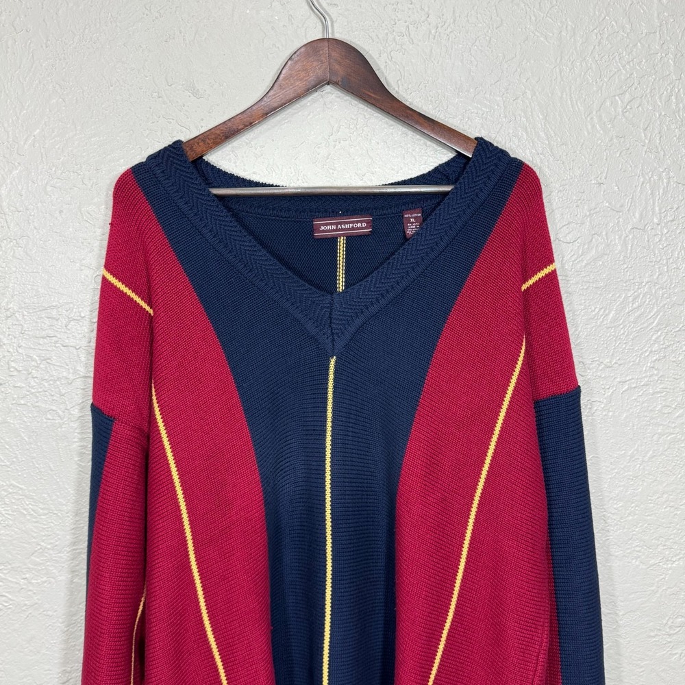 Vtg 90s Sweater XL John Ashford 100% Cotton Rugby Ivy Leage Preppy Old Money Y2K - Picture 2 of 12